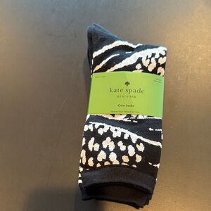 Kate Spade Black and White Patterned Crew Socks NWT